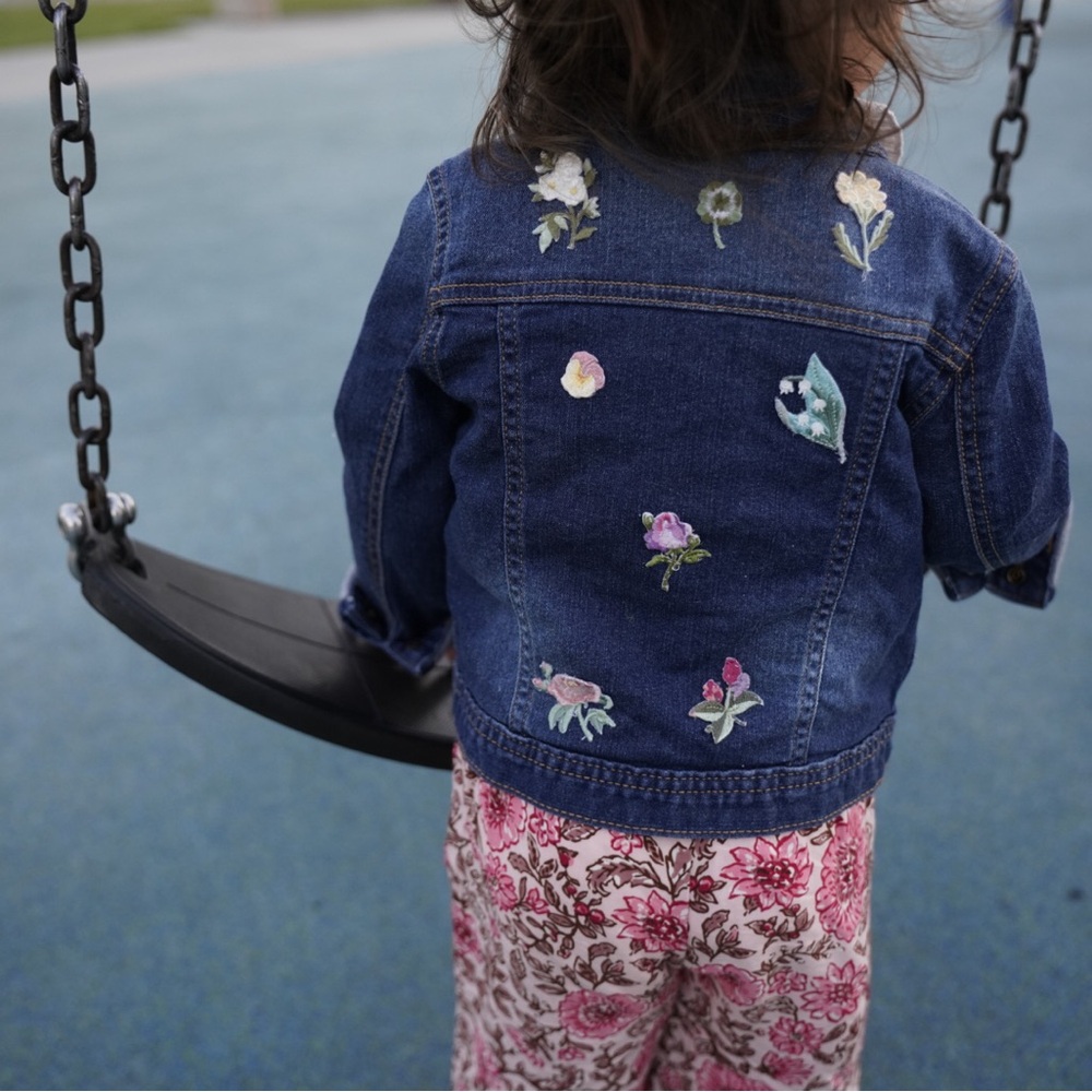 Customized floral denim jackets - infant - toddler size